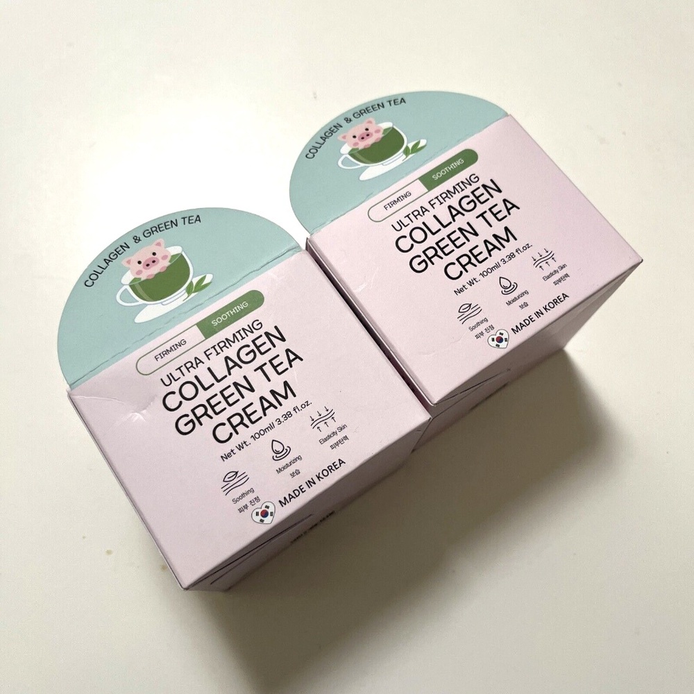 BONNYHILL Collagen Green Tea Firming Cream 100ml Lot of 2 Korean K-Beauty